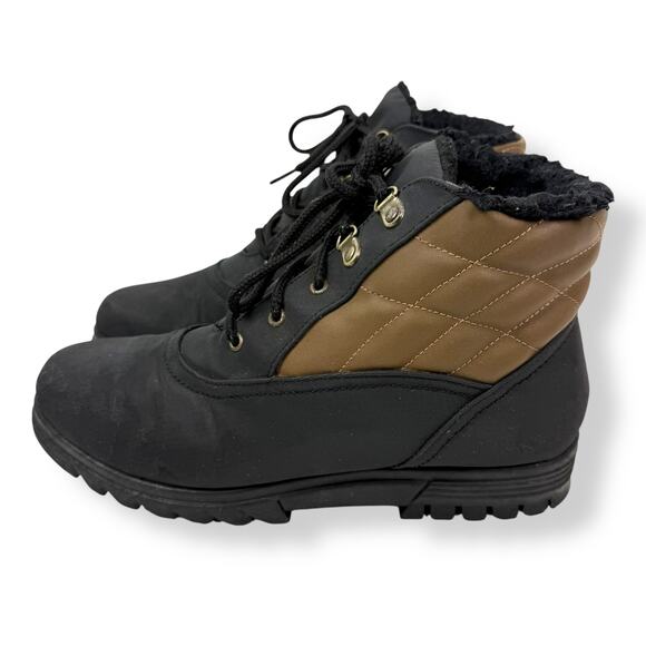 Vintage 80's waterproof black and brown lace up boots by JUDITH SPORT - Picture 3 of 14